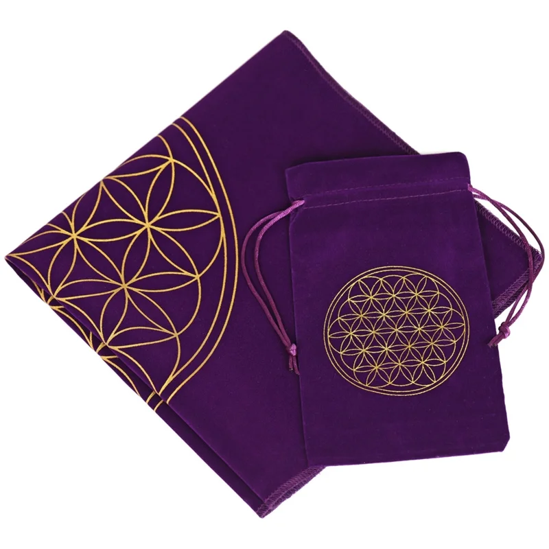 Wahrsagungsmatte „Blume des Lebens“ aus Flanell mit violetter Aufbewahrungstasche, 800 x 800 1