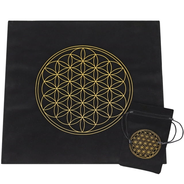 Flanelinis Flower of Life būrimo kilimėlis su juodu laikymo maišeliu 800x800