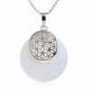 Collier pendentif Fleur de Vie en plaqué platine et pierre naturelle - Opale