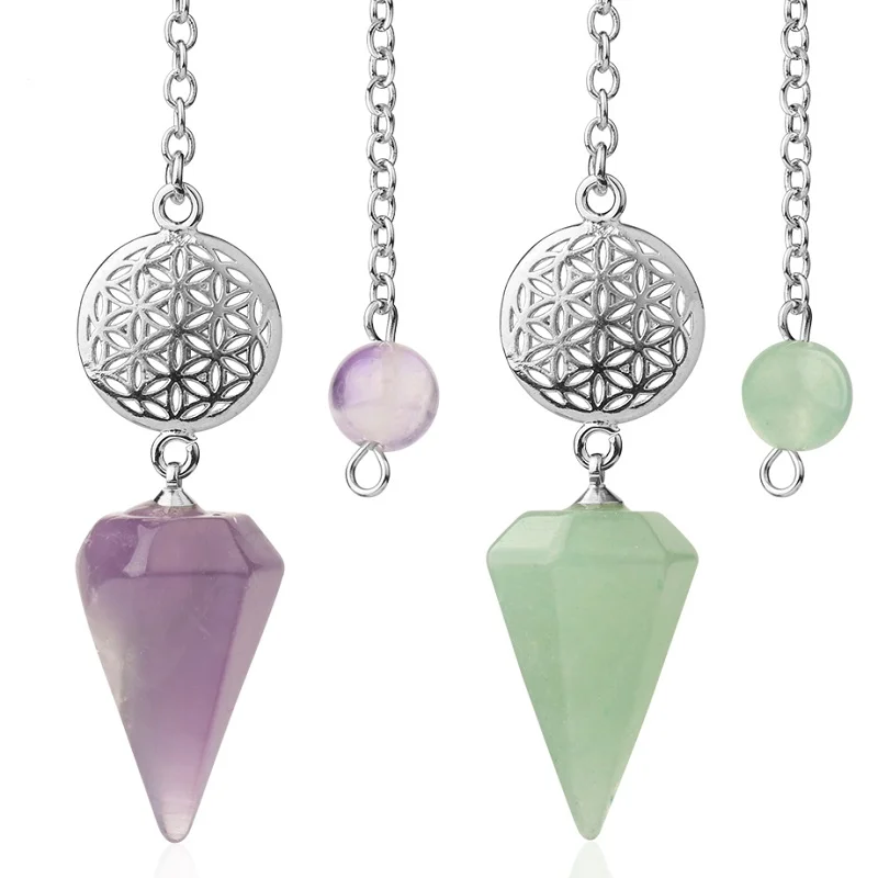 Pendule divinatoire fleur de vie en pierre naturelle