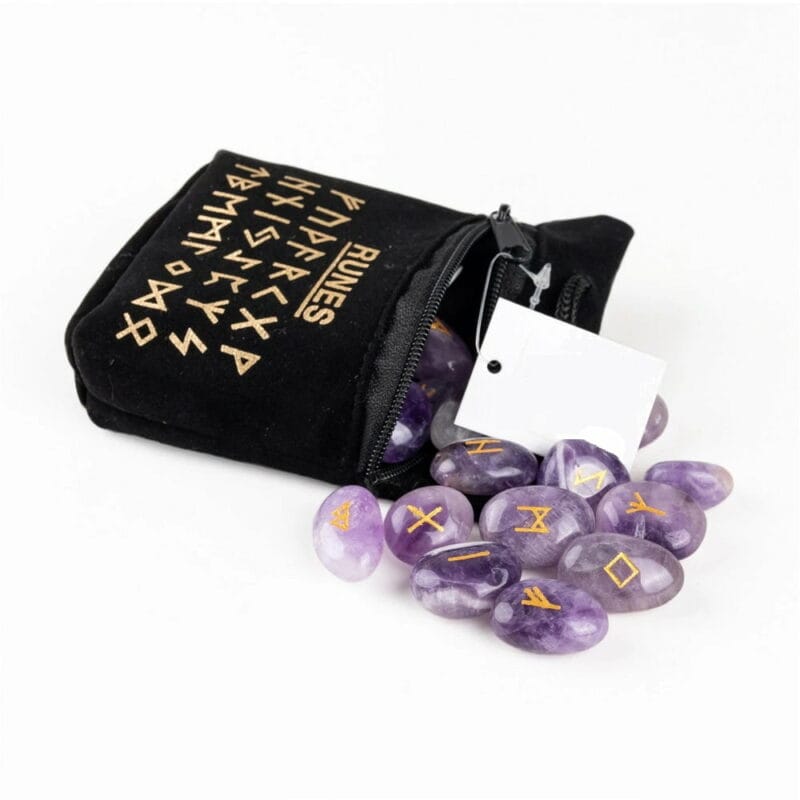 Wahrsagerunen der Wikinger aus Naturstein – Amethyst