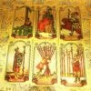 Universāls zīlēšanas Tarot Rider Waite Smith Golden ar zelta lapu - 6 kāršu izloze
