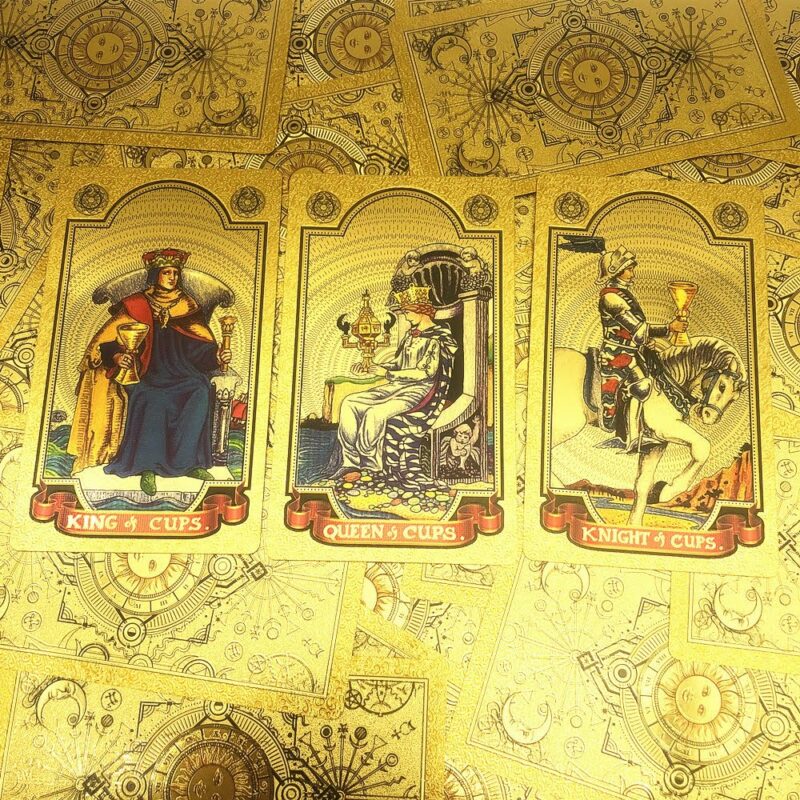 Universāls zīlēšanas Tarot Rider Waite Smith Golden ar zelta lapu - 3 kāršu izloze