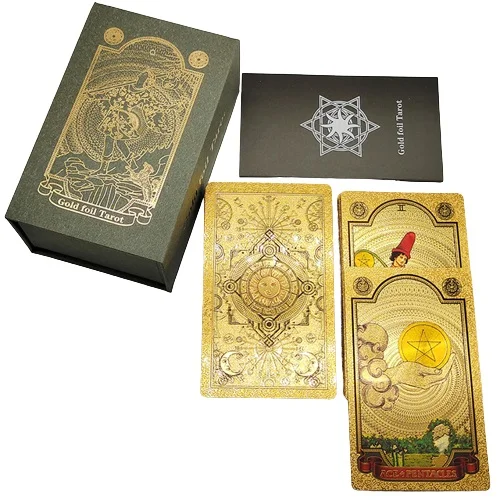 Universāls zīlēšanas Tarot Rider Waite Smith Golden ar zelta lapu — Premium komplekts