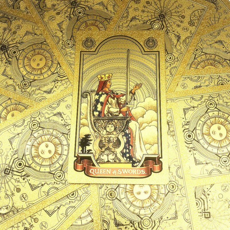 Universāls zīlēšanas Tarot Rider Waite Smith apzeltīts ar zelta lapu - 1 kāršu izloze