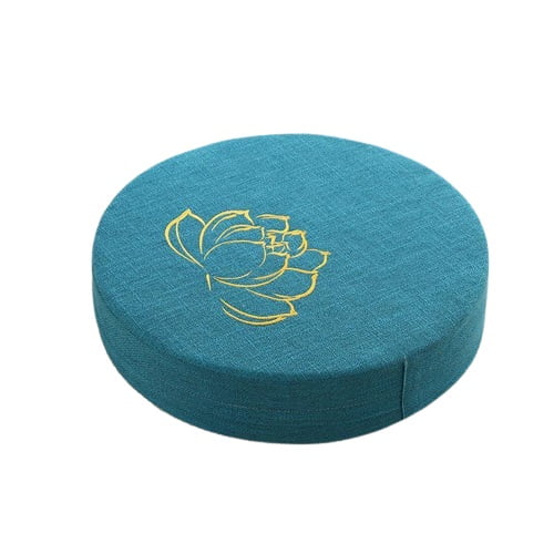 Coussin de méditation en tatami Fleur de Lotus - Bleu turquoise