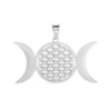 Dreifachmond-Halskette mit Anhänger „Blume des Lebens“ – Silber