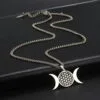Dreifachmond-Halskette mit Anhänger „Blume des Lebens“ Silber 3 | Esoteria.shop