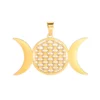 Dreifachmond-Halskette mit Anhänger „Blume des Lebens“ – Gold