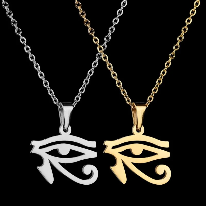Sifisrri Edelstahl-Anhänger mit griechischen Buchstaben für Damen und Herren MinimstartPrairie Evil Eyes of Horus 3 | Esoteria.shop