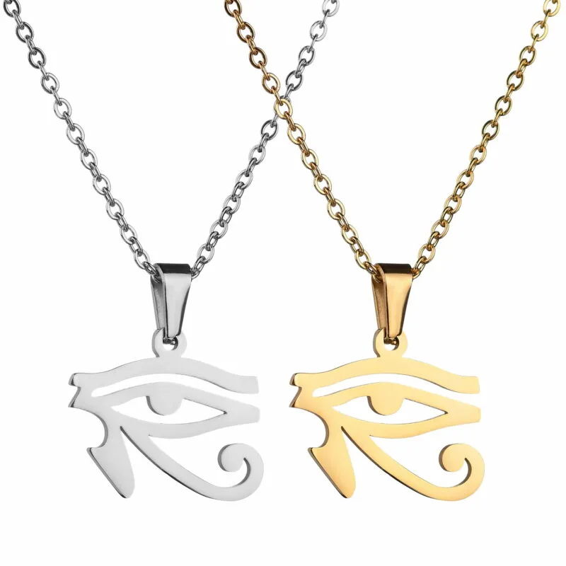 Sifisrri Edelstahl-Anhänger mit griechischen Buchstaben für Damen und Herren MinimstartPrairie Evil Eyes of Horus 6 | Esoteria.shop