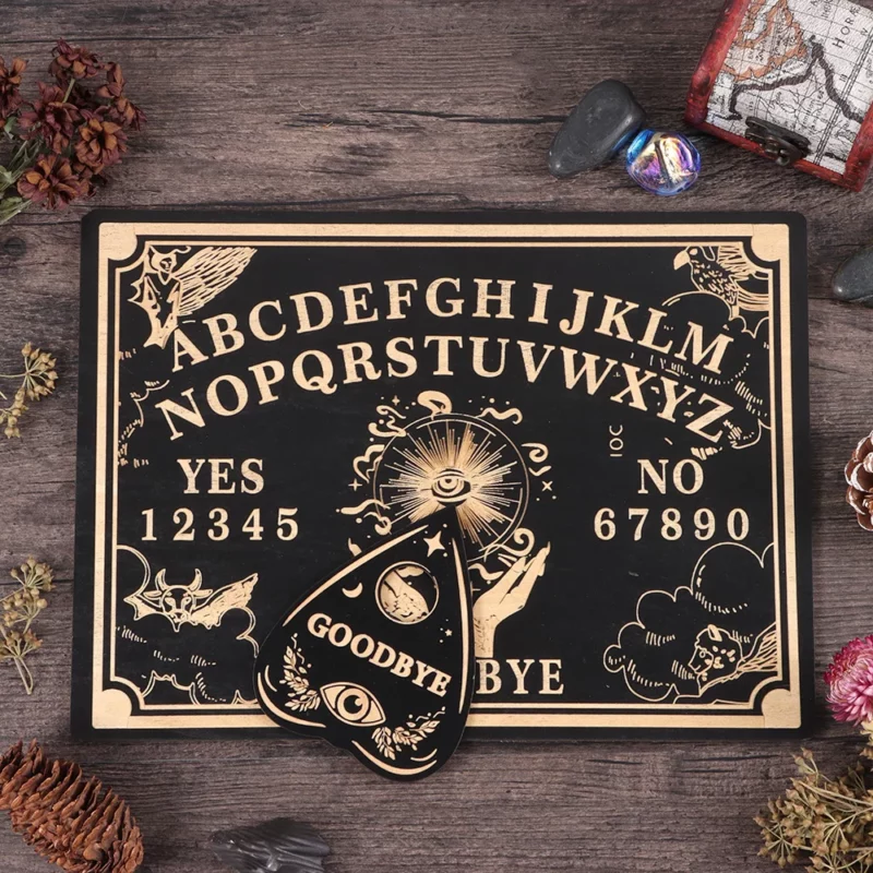 Graviertes hölzernes Hexenpendelbrett-Set, magisches Pendelbrett, Ouija-Brett, Nachricht 1 | Esoteria.shop