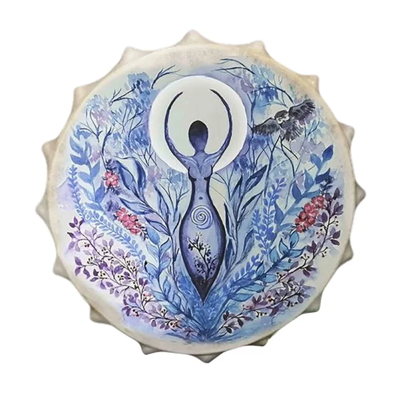 Ar rokām darinātas alķīmiskās mēness bungas ar bungu enkuriem Bb shaman drum nekas 4 | Esoteria.shop