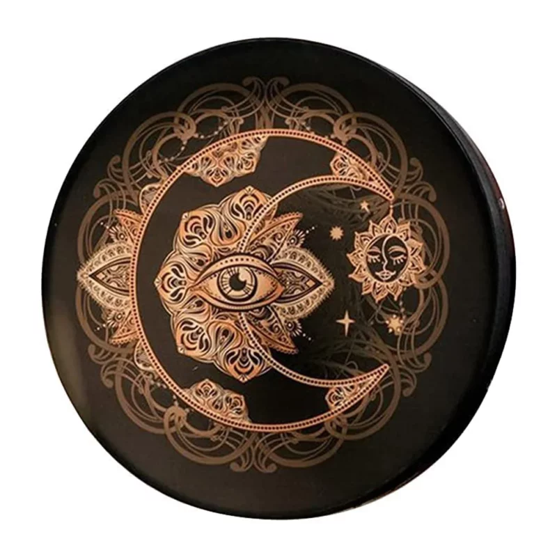 Ar rokām darinātas alķīmiskās mēness bungas ar bungu enkuriem Bb shaman drum nekas 5 | Esoteria.shop