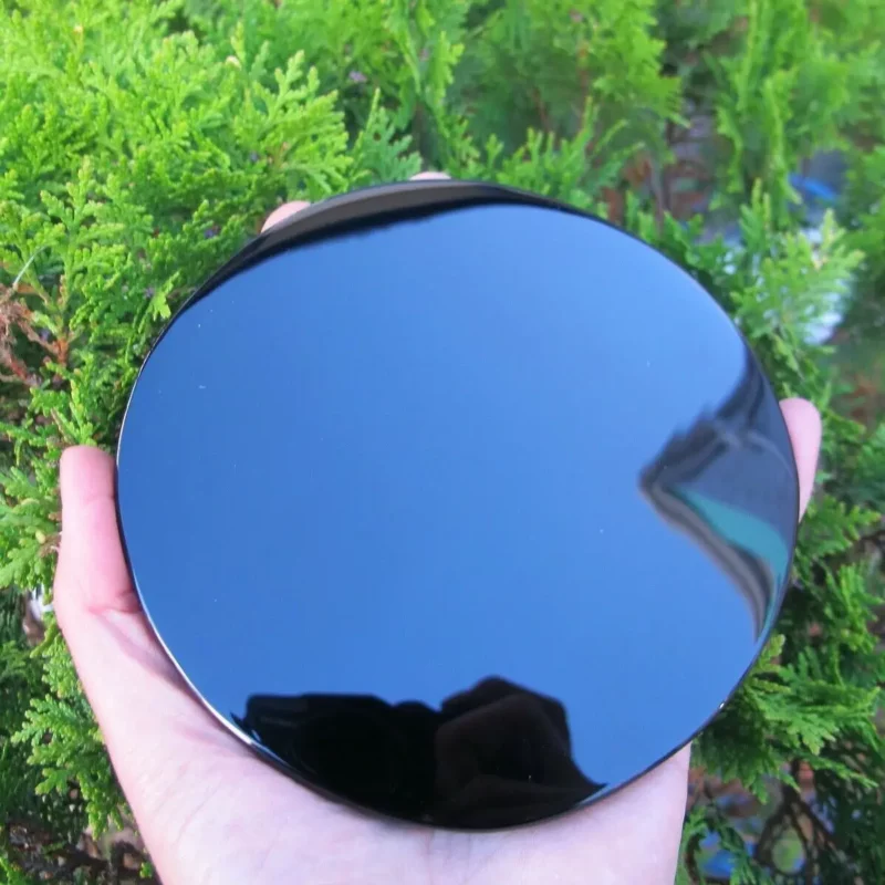 kf Sd0bd161dd65f4e0e9a580e5eb7b16937g Hochwertige natürliche schwarze Obsidian-Spiegel-Heilkristalle, runde Steinplatte | Esoteria.shop